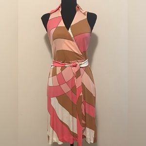 Preloved color block tie front dress